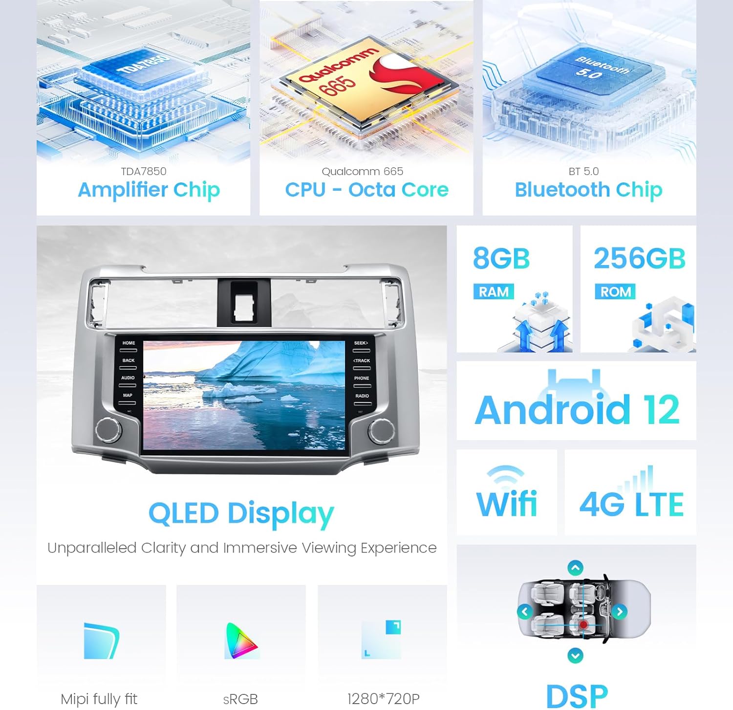  9" Android 12+ G13 Car Multimedia Stereo Radio Audio GPS Navigation Sat Nav Head Unit for Toyota 4Runner 2010-2024