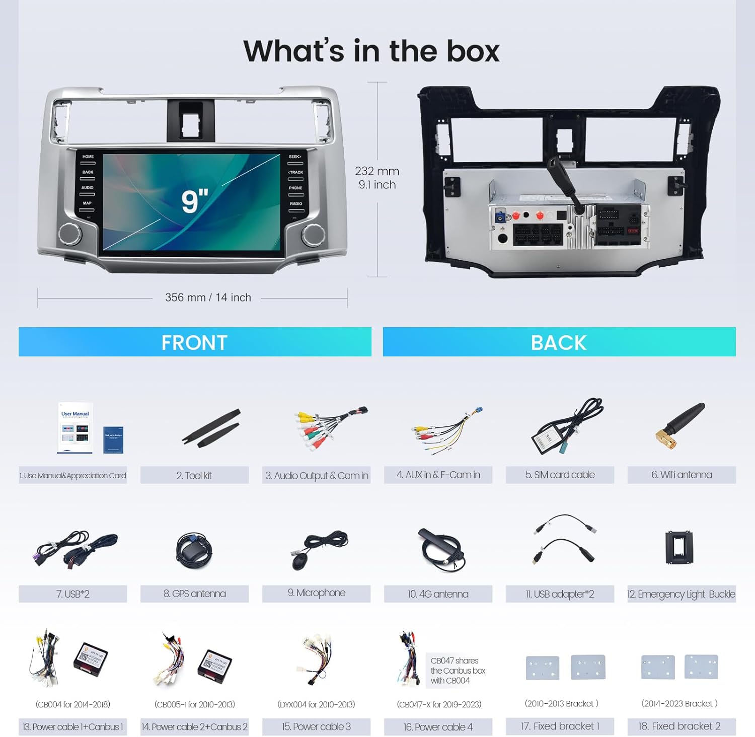  9" Android 12+ G13 Car Multimedia Stereo Radio Audio GPS Navigation Sat Nav Head Unit for Toyota 4Runner 2010-2024