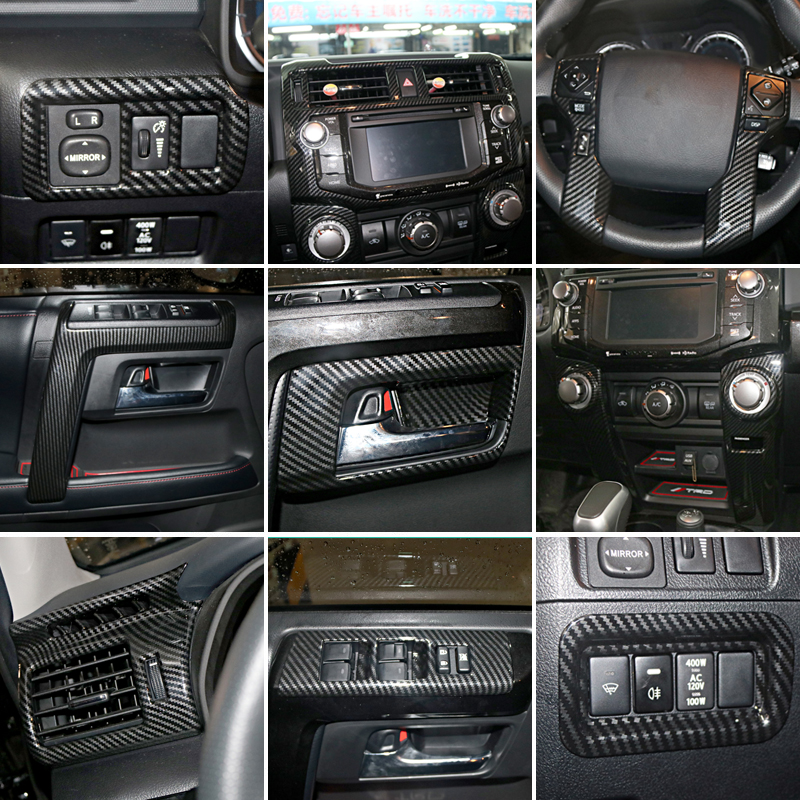 Full interior set blacked out and CF overlay trims Toyota 4Runner 2010-2024